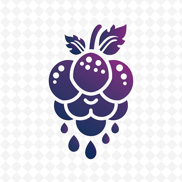 PSD juicy blackcurrant icon logo with decorative drops and a gra creative and minimalist vector designs