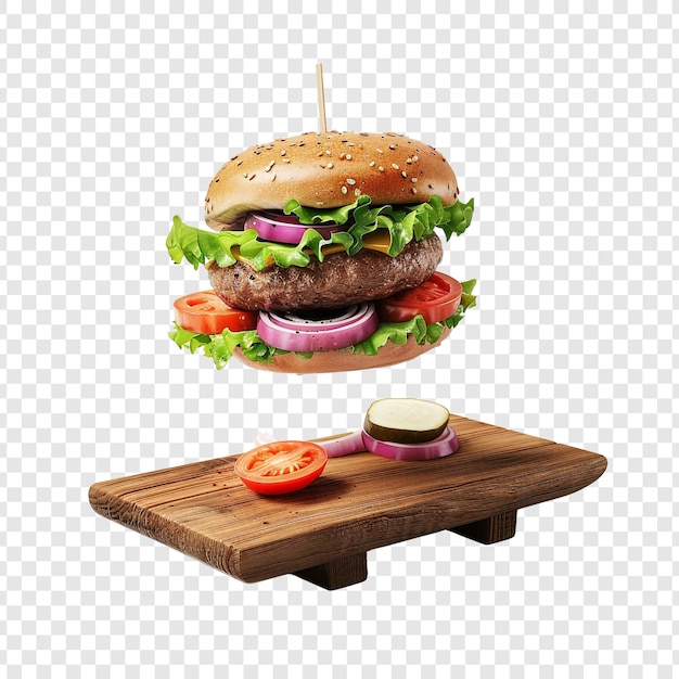 PSD juicy cheeseburger with fresh toppings