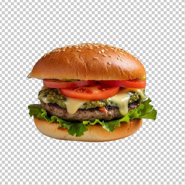 Juicy hamburger with fresh toppings