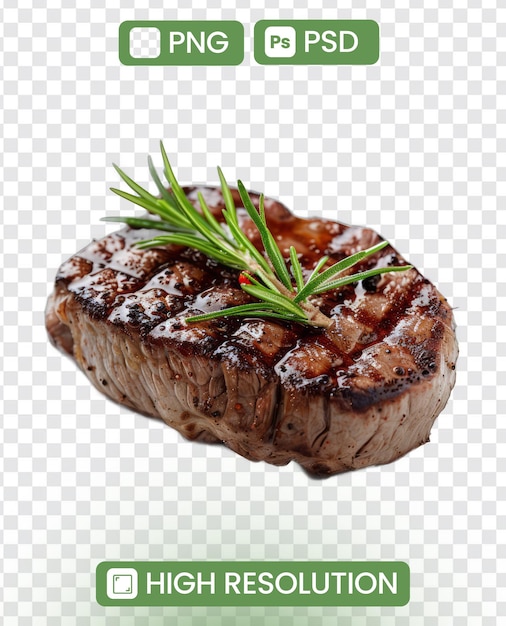 PSD juicy steak isolated on white background grilled meat concept