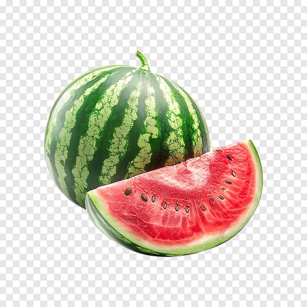 Juicy watermelon with sliced isolated on a transparent background Generative AI