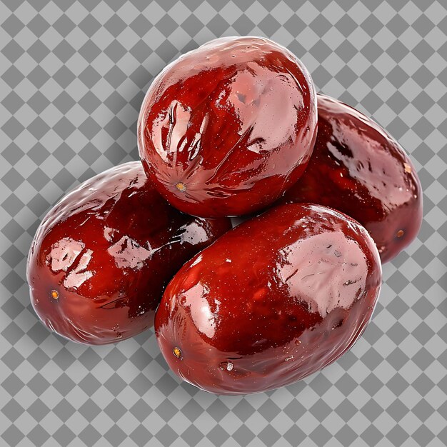 PSD jujube fruit with small and oval shape and red or brown colo isolated object on clean background