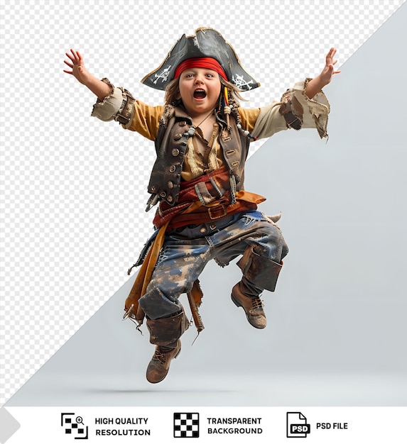 PSD jumping pirate boy isolated png