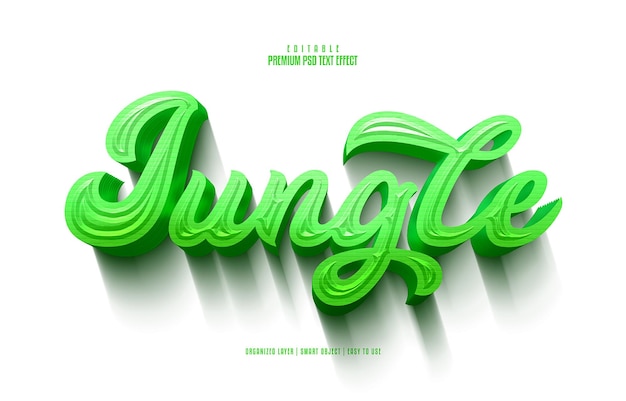 Jungle 3d editable premium psd text effect