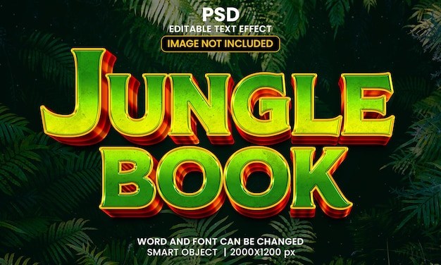 Jungle book 3d editable text effect Premium Psd with background