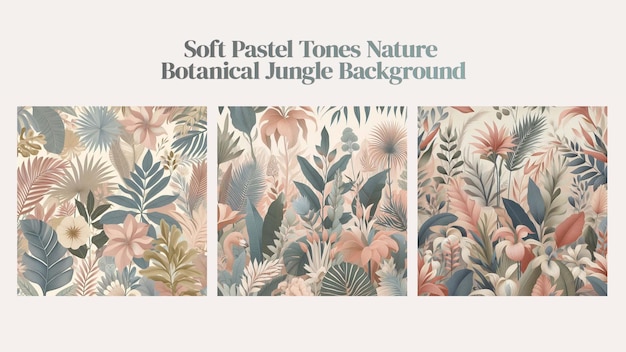 Jungle Floral and Botanical AI Background Soft Pastel Earth Tones