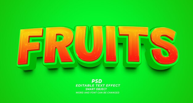 PSD jungle fruits 3d editable text effect psd photoshop template