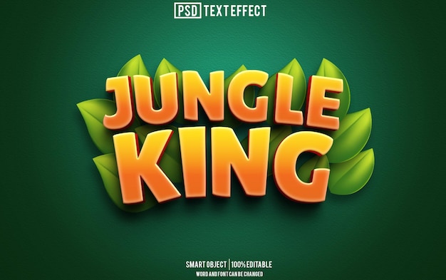 PSD jungle king text effect font editable typography 3d text