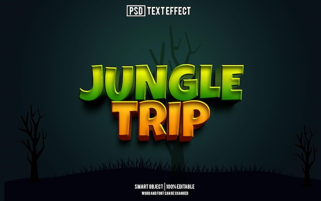 PSD jungle trip text effect font editable typography 3d text