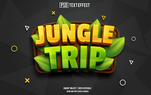 PSD jungle trip text effect font editable typography 3d text