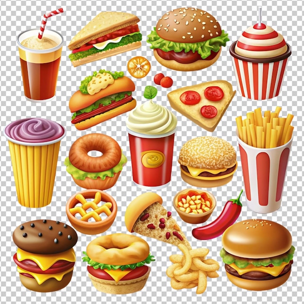 PSD junk food icon collection on white background