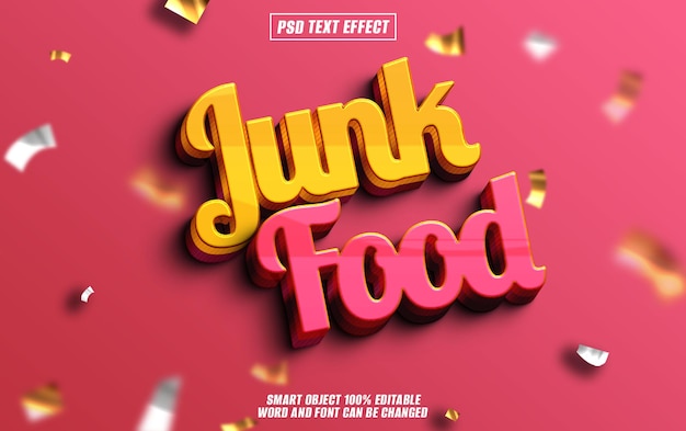 PSD junk food text effect font editable typography 3d text