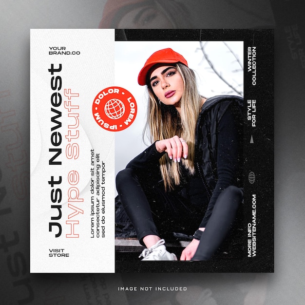 Just newest hype stuff fashion social media post design template