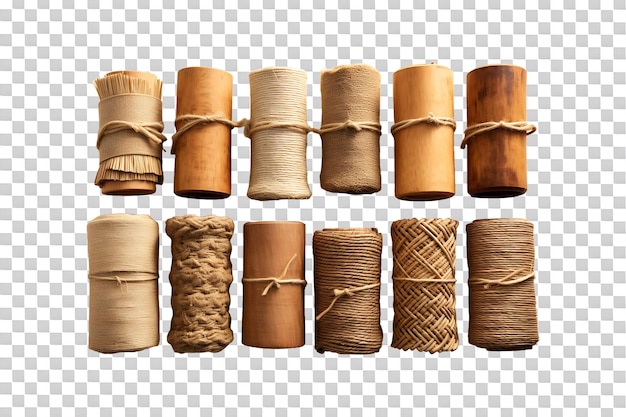 PSD jute rolls isolated on transparent background