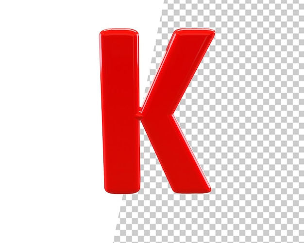 k letter red text 3d render