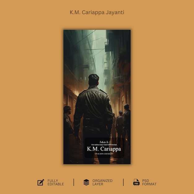 K M Cariappa Jayanti social media graphic design template