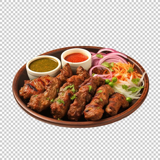 Kabab with ketchup sauce and little bit of salad yummy chicken kabab