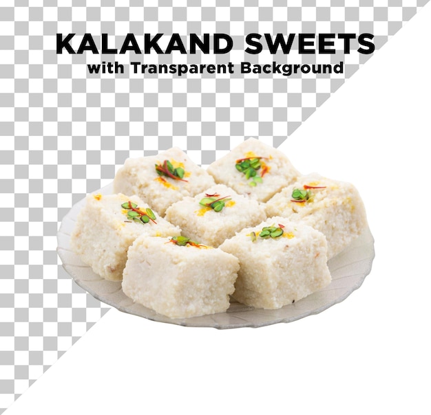 Kalakand Pakistani Sweet Mithai Photo PSD with Transparent Background