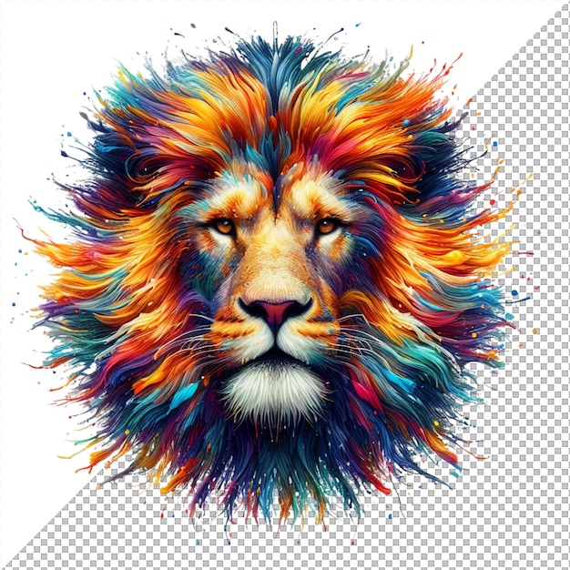 The Kaleidoscopic King Colorful Lion Portrait