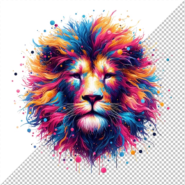 The Kaleidoscopic King Colorful Lion Portrait