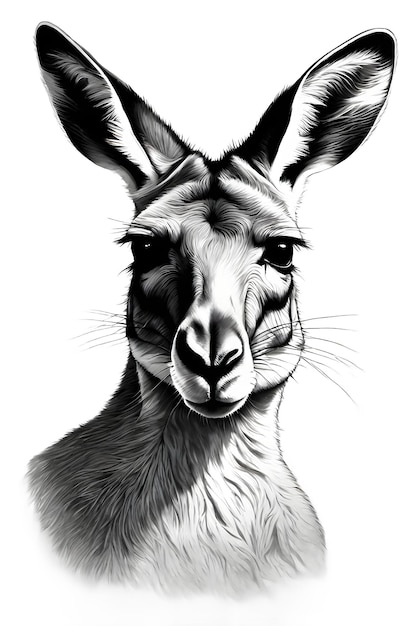 PSD kangaroo face portrait hyper realistic animal tattoo design