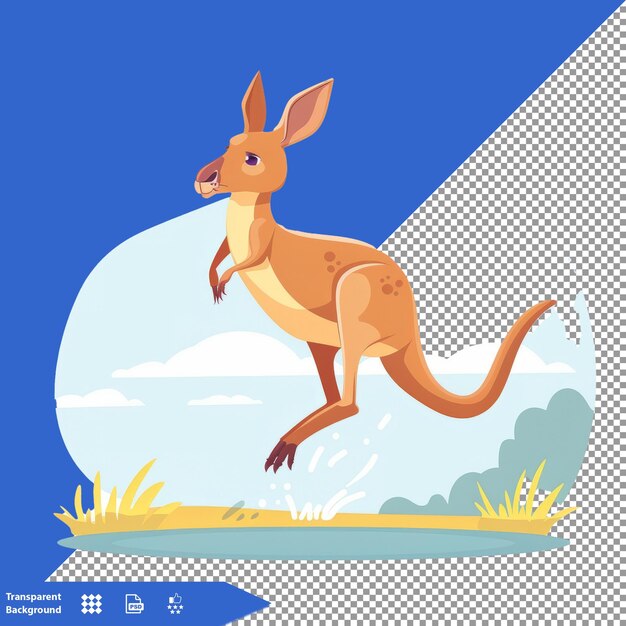 PSD a kangaroo is on a piece of paper with a sky background