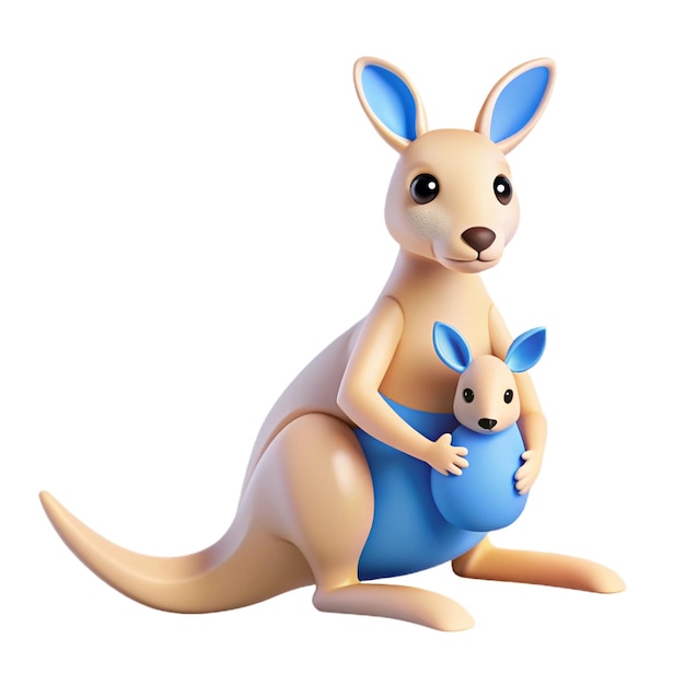 PSD a kangaroo with a baby on its back