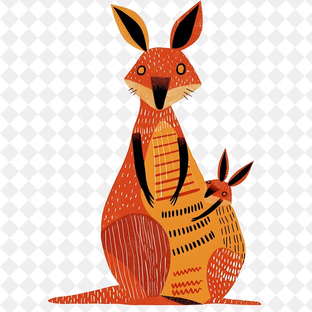 a kangaroo with a cross on its back sits on a checkered sheet