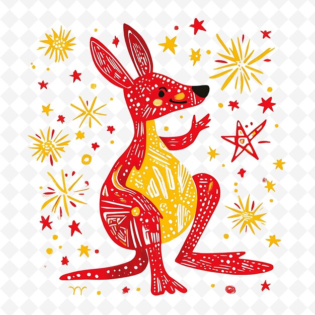 PSD a kangaroo with a star and stars in the background