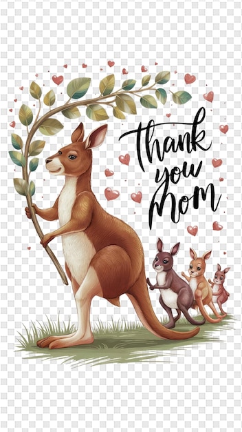 PSD a kangaroo with the words thank you on it