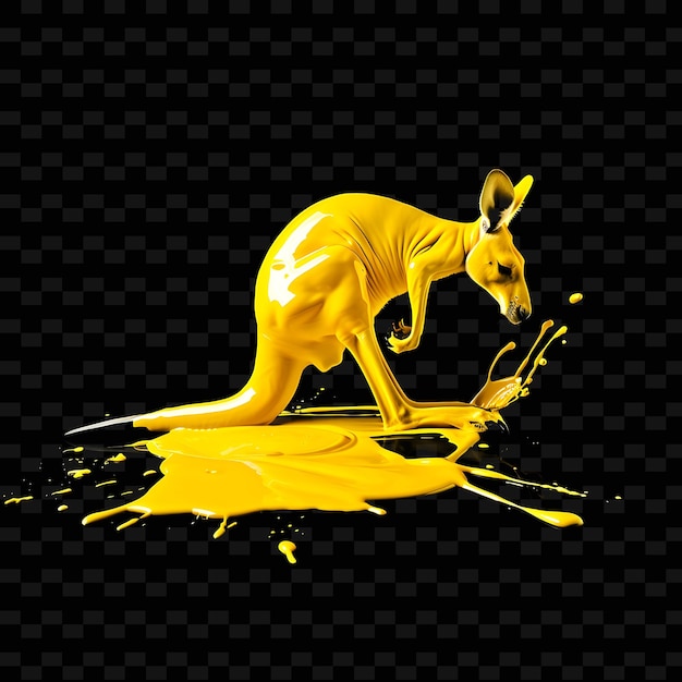 PSD a kangaroo with a yellow substance that says kangaroo on it