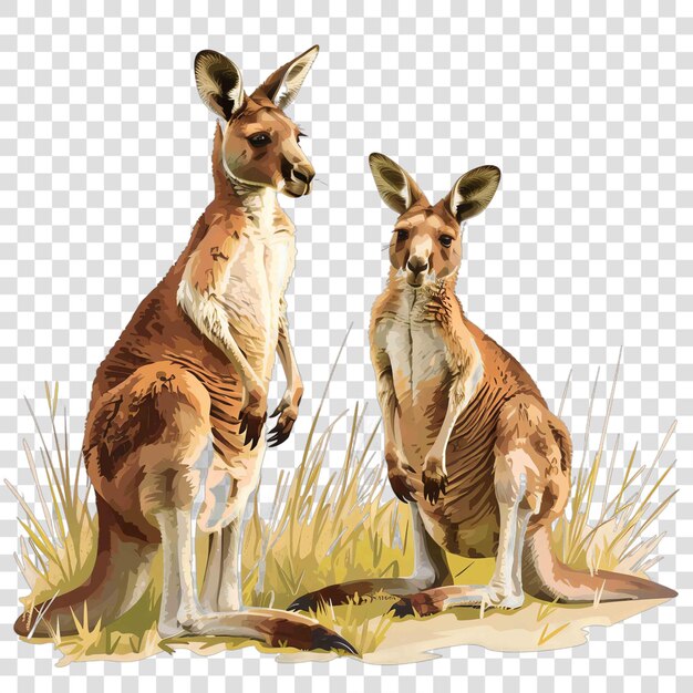 PSD kangaroos transparent background vector element