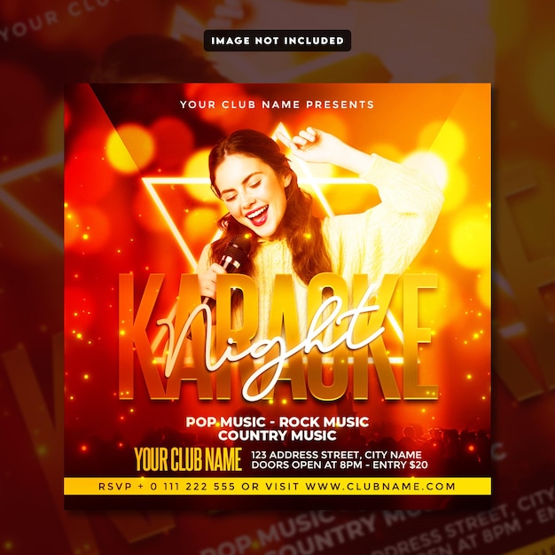 Karaoke Night flyer social media post banner template