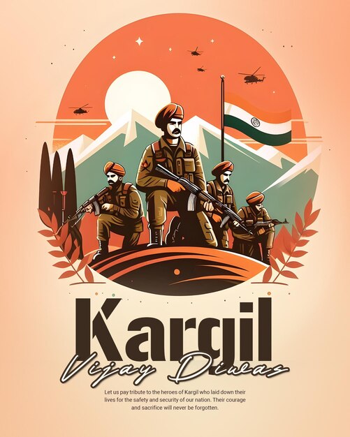 PSD kargil vijay diwas 26th july india celebration social media post template banner