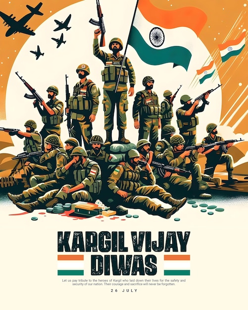 PSD kargil vijay diwas 26th july india celebration social media post template banner