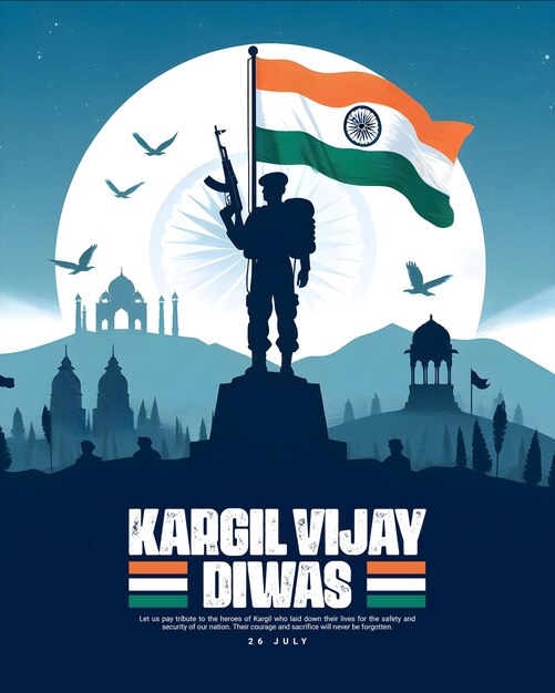 PSD kargil vijay diwas 26th july india celebration social media post template banner