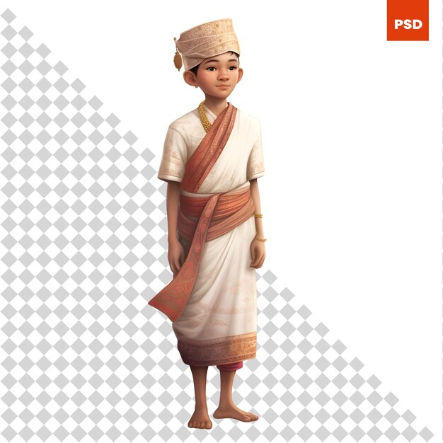 Kathmandu Nepal 3D rendering of a young boy dressed in traditional Indian clothes