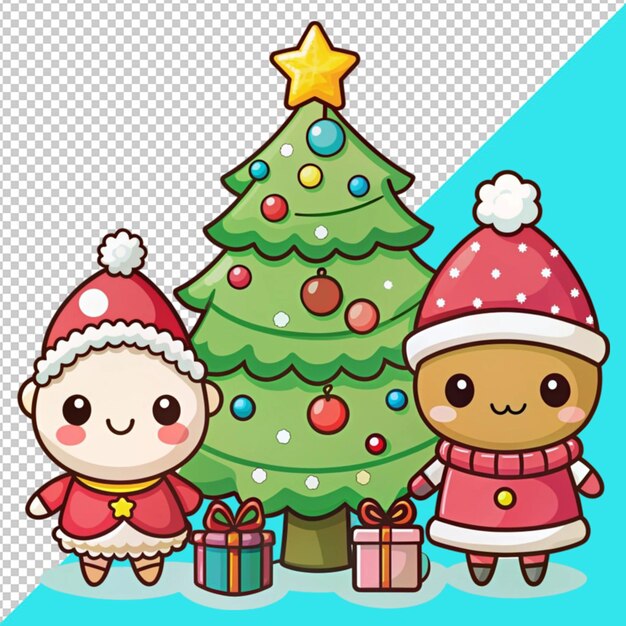 PSD kawaii christmas day on transperent background