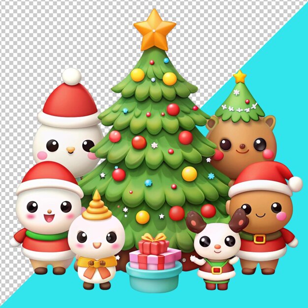 PSD kawaii christmas day on transperent background