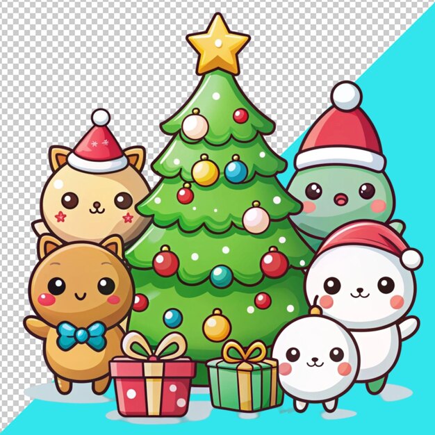 kawaii Christmas day on transperent background