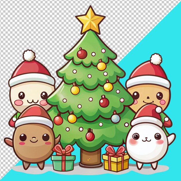 kawaii Christmas day on transperent background