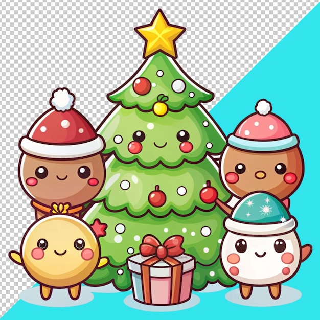 PSD kawaii christmas day on transperent background