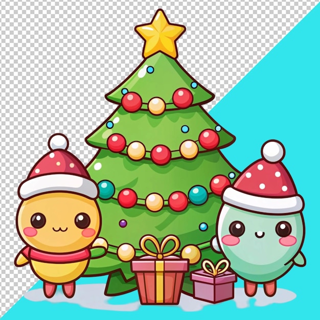 PSD kawaii christmas day on transperent background