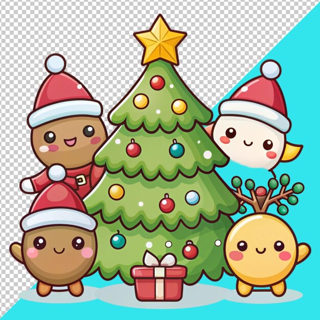 kawaii Christmas day on transperent background