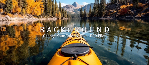 PSD kayak on alpine lake in fall