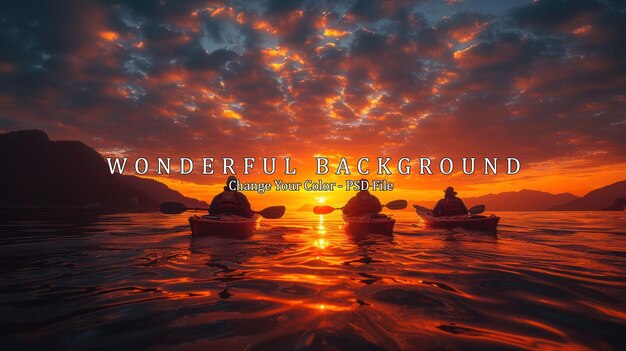 PSD kayaking at sunset with dramatic sky