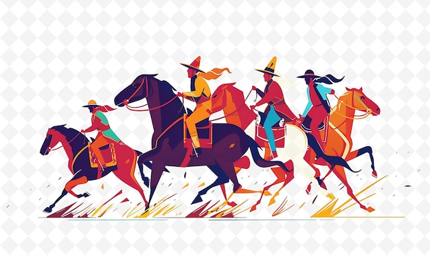 Kazakh Characters Participating in a Horse Race Design Is en Illustration Cutural Landscape View