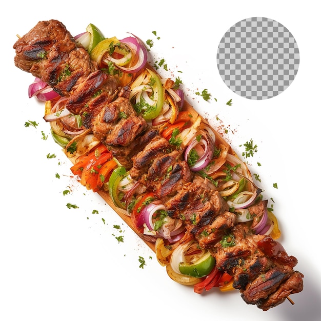 PSD kebab variety of meat dishes on transparent background