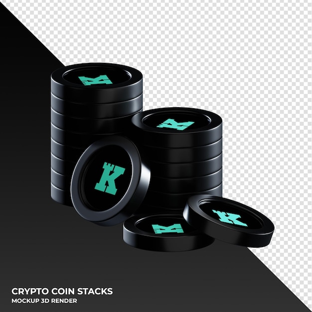 Keep Network KEEP coin stacks cryptocurrency 3D render illustration