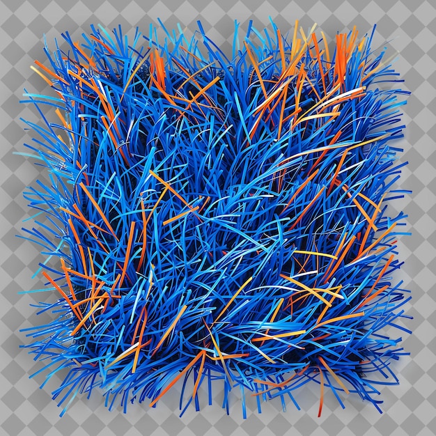 Kentucky Bluegrass With Sapphire Blue Branches and Tangerine PNG Green Grass Texture Image